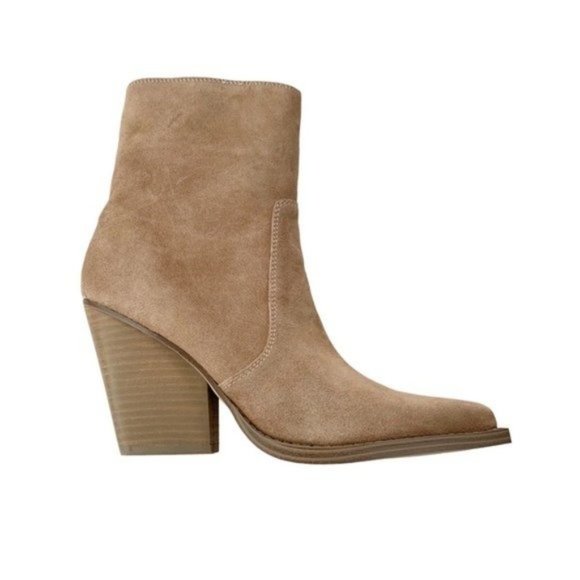 Nine West Shoes - NINE WEST Leather Suede Gorgeen Western Block Heel Ankle Boots Tan Size 7.5 NWT